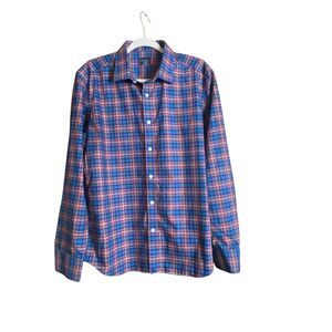 UNTUCKit Men’s Large Red Blue Plaid Wrinkle-Free Button Down Shirt